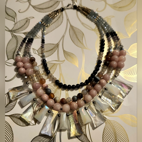 Nakamol Natural Gemstone & Prism Crystal Multistrand Necklace - Picture 2 of 8
